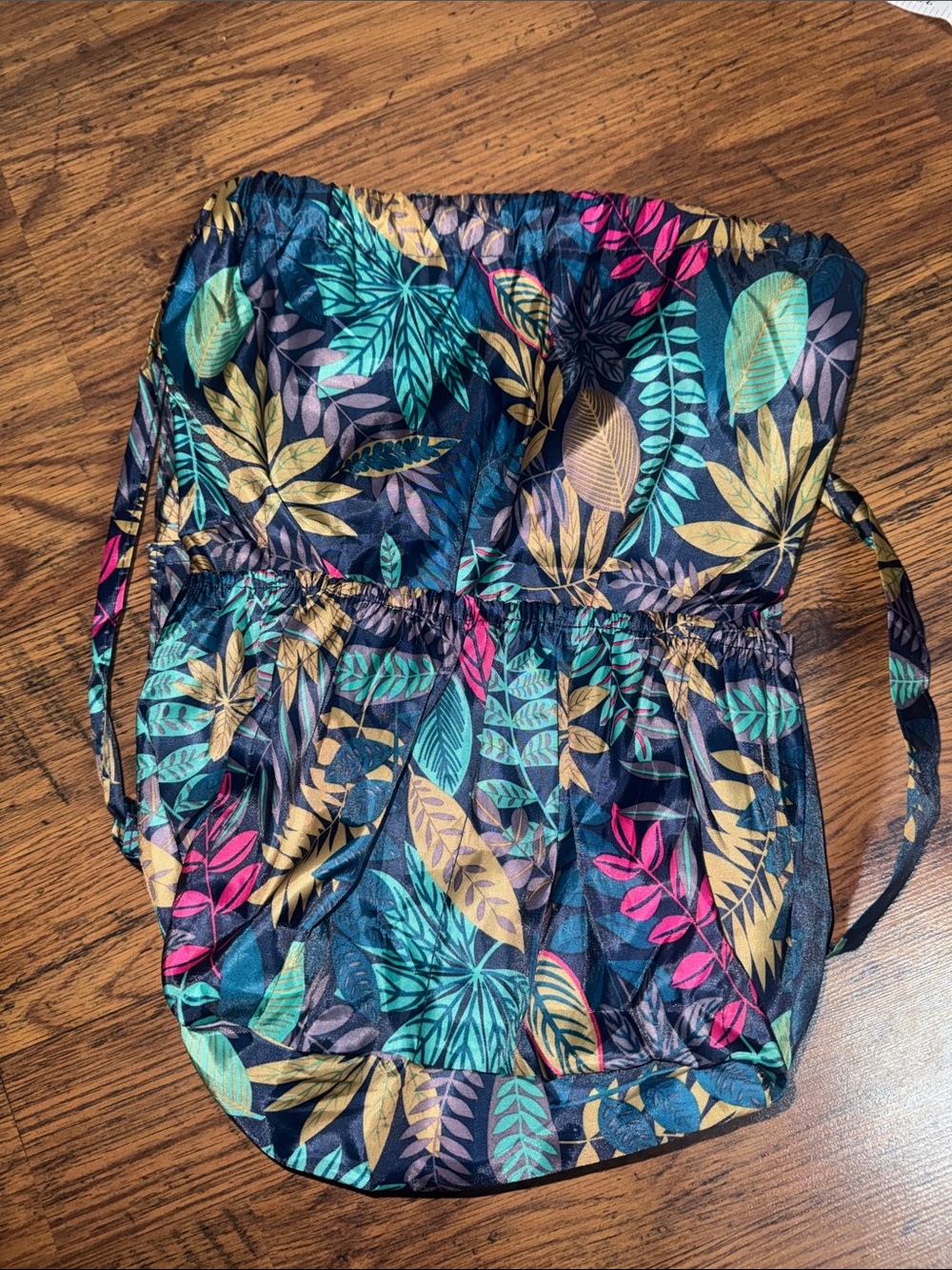 Girls Navy Tropical Print Elastic Waist Shorts 43.M4